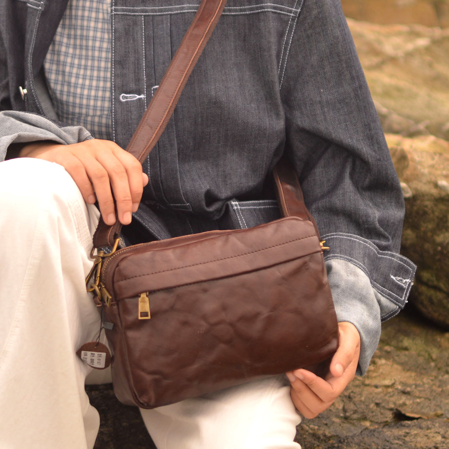 Leather Backpack Vintage - AETOO Nieuw ontworpen vintage crossbody tas